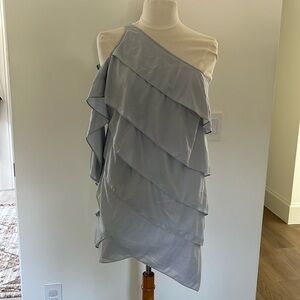 BCBGMAXAZRIA Runway one shoulder tiered mini dress